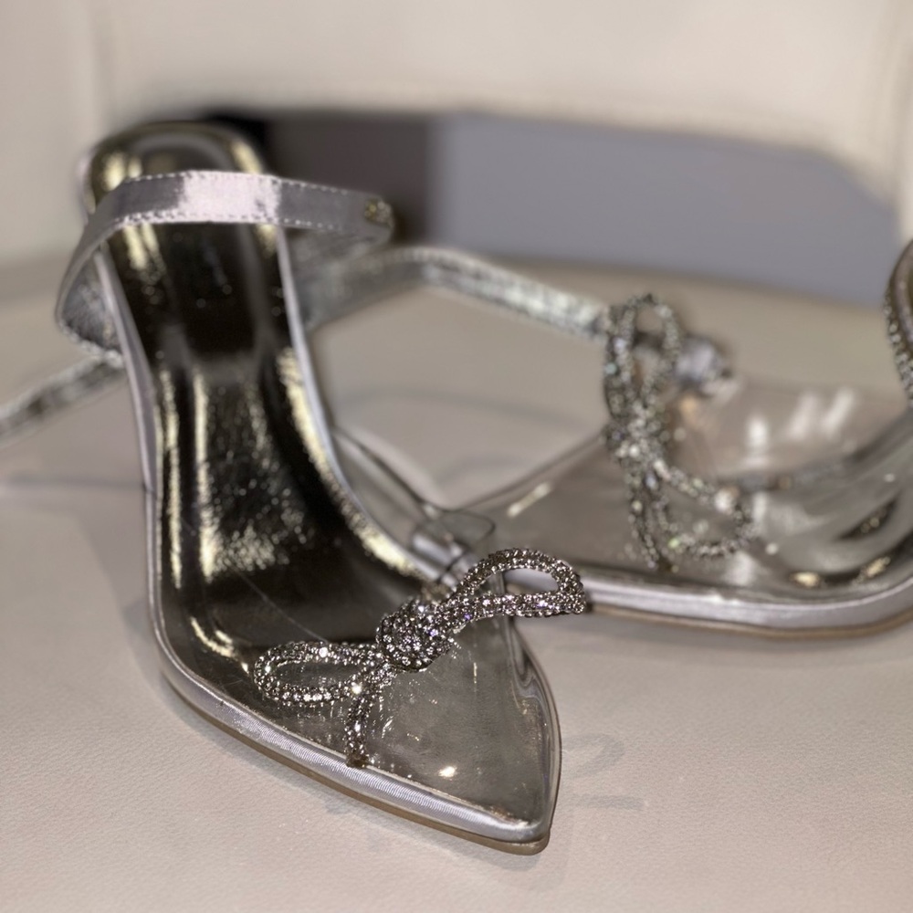 Ardene Silver Heels Shoes Size 7